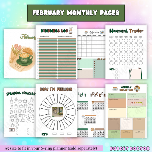 February Cozy Latte Monthly Pages | Physical | 2026