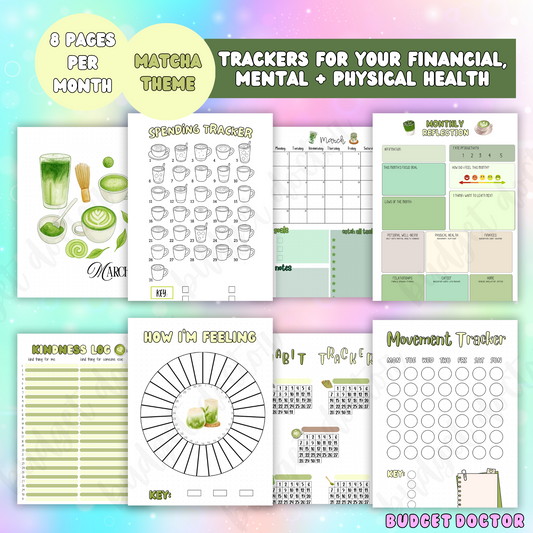 March Matcha Monthly Pages | Physical | 2026