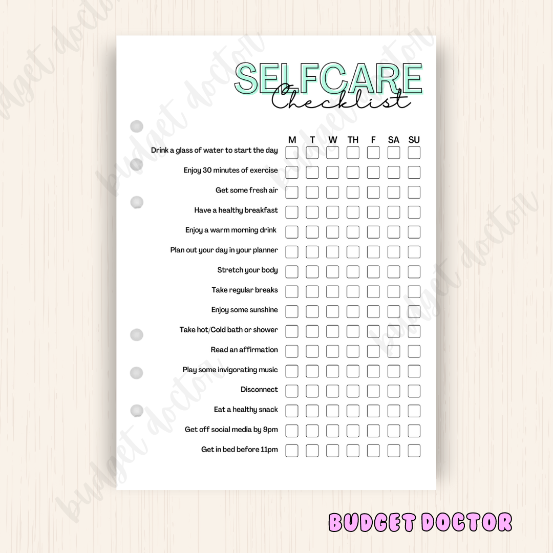 self-care-tracker-weekly-journal-insert-budget-doctor for Free Printable Aed Monthly Checklist Self Care Tracker | Weekly Journal Insert – Budget Doctor for Free Printable Aed Monthly Checklist