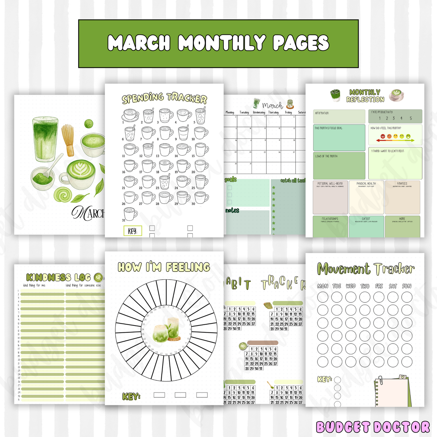March Matcha Monthly Pages | Physical | 2026