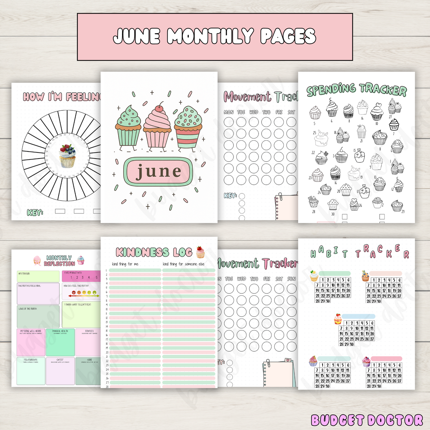 June Cupcake Monthly Pages | Physical | 2026
