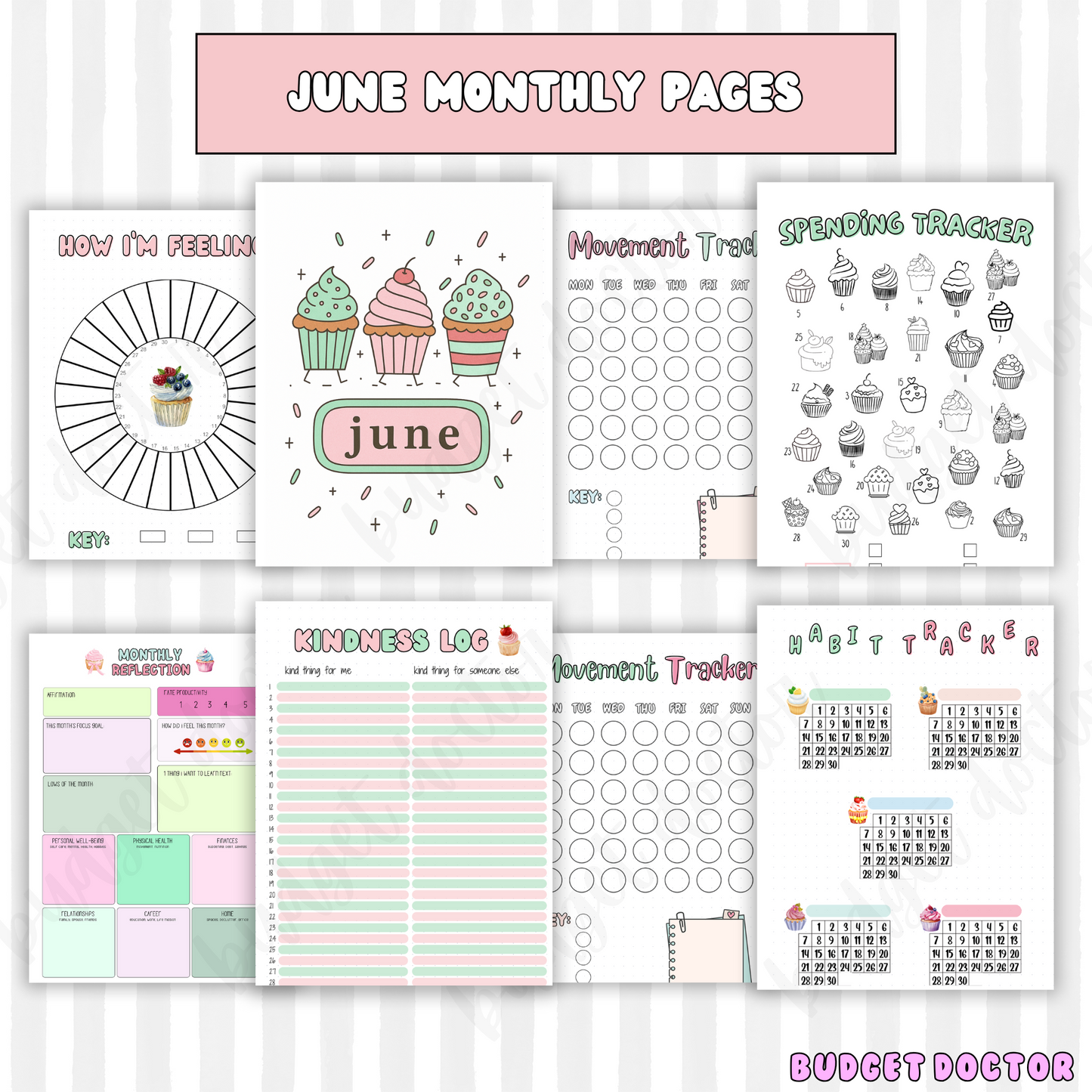 June Cupcake Monthly Pages | Physical | 2026