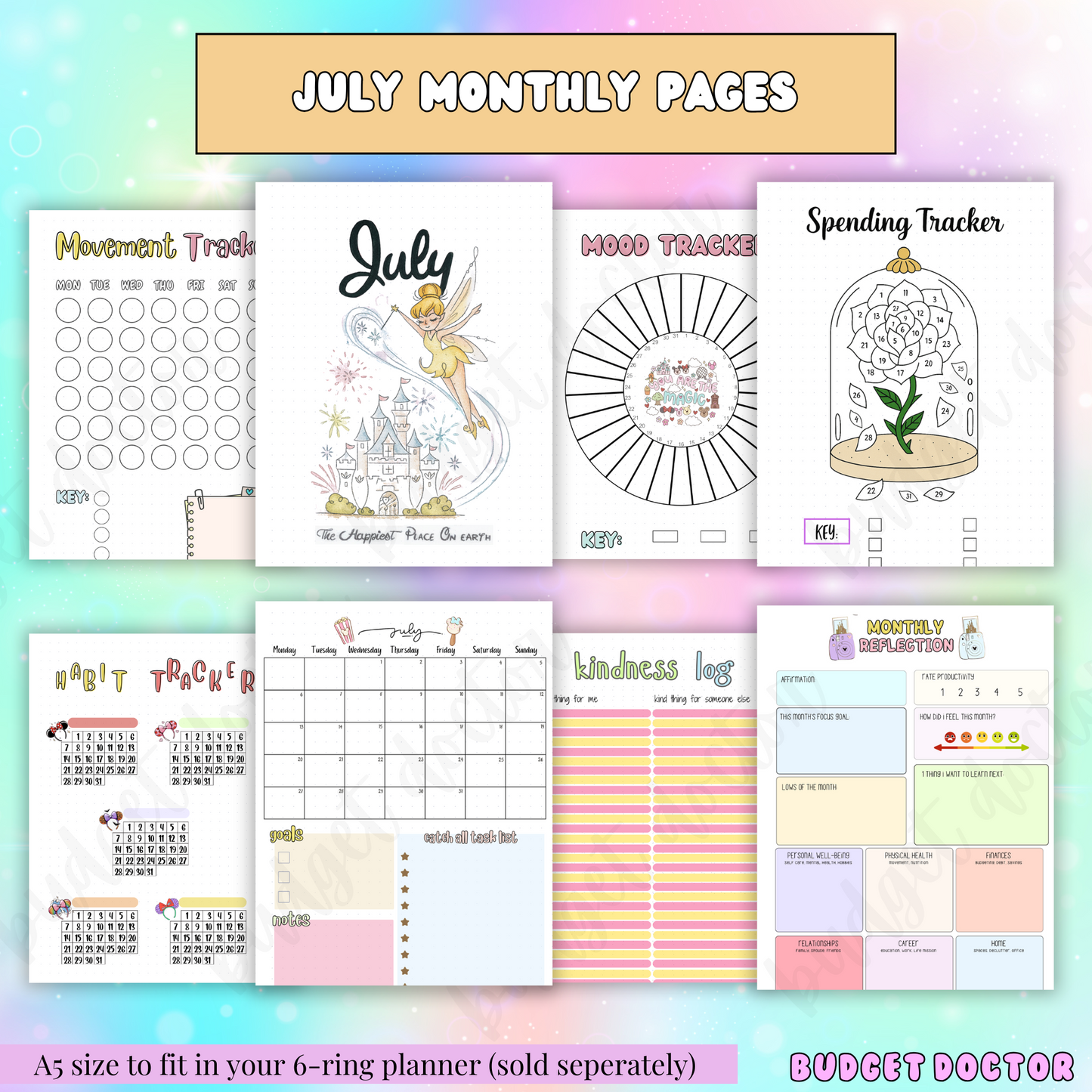 July Disney Inspired Monthly Pages | Digital | 2026