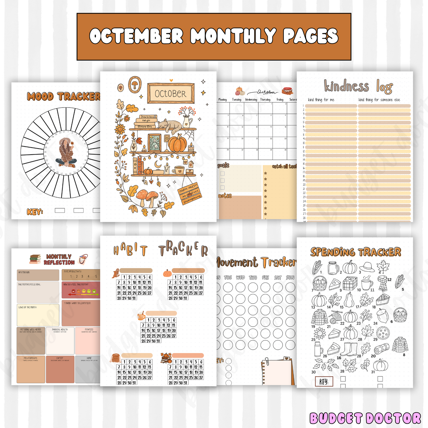 October Autumn Pumpkin Monthly Pages | Physical | 2026