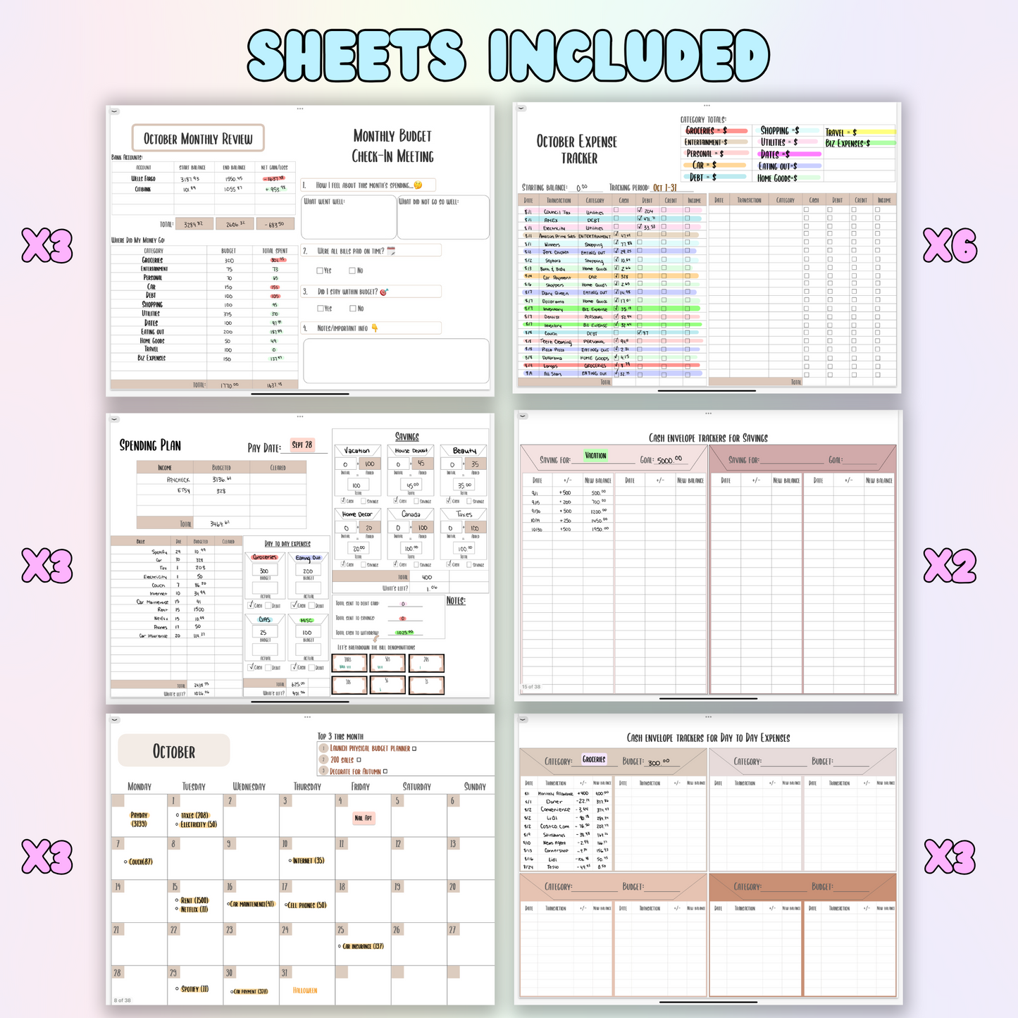 Budget Planner + Yearly Inserts with Cash Envelopes | 3 Months | Budget Combo
