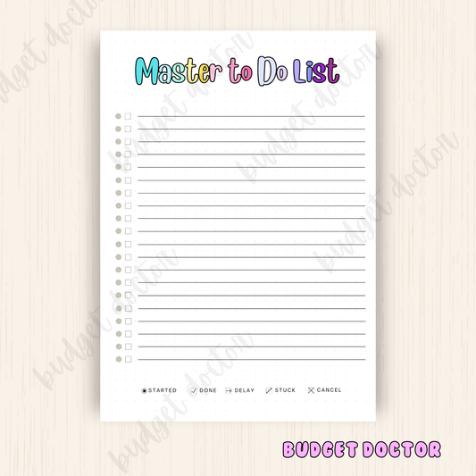 Master To Do List | Planner Insert