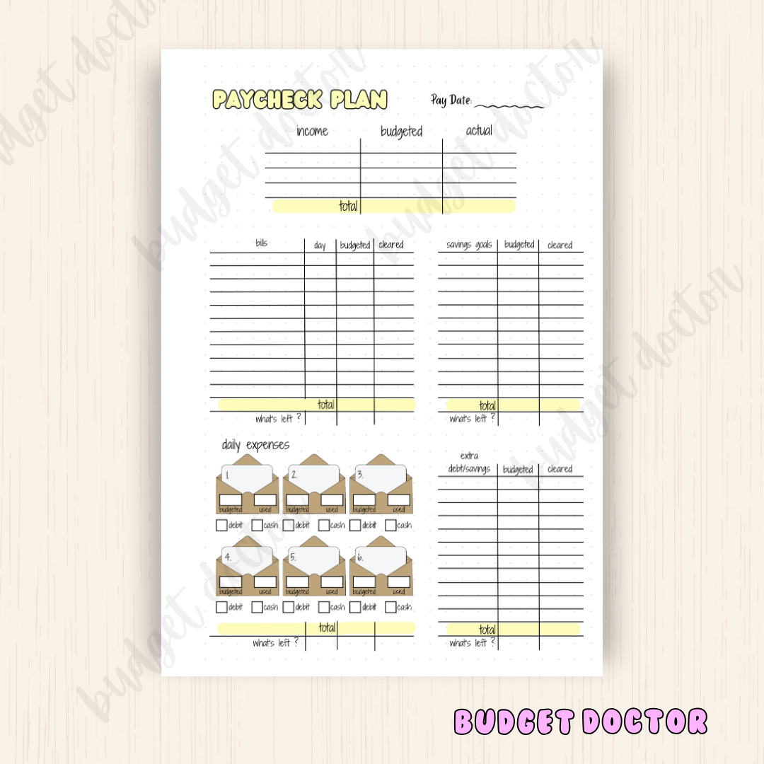 Paycheck Plan | Journal Insert