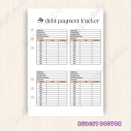 Debt Tracker | Yearly Journal Insert