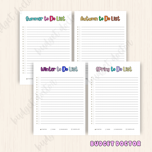 Seasonal To Do List | Planner Insert