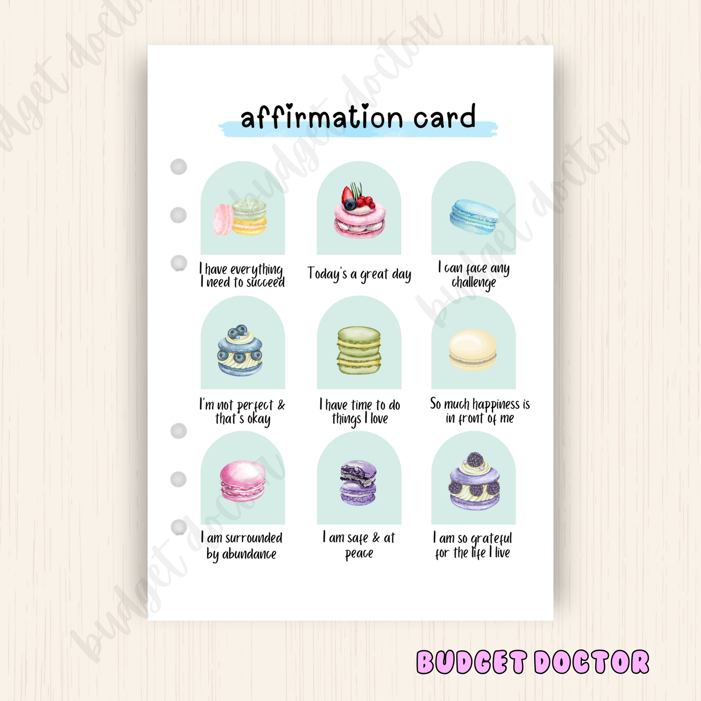 Affirmation Card | Monthly Planner Insert