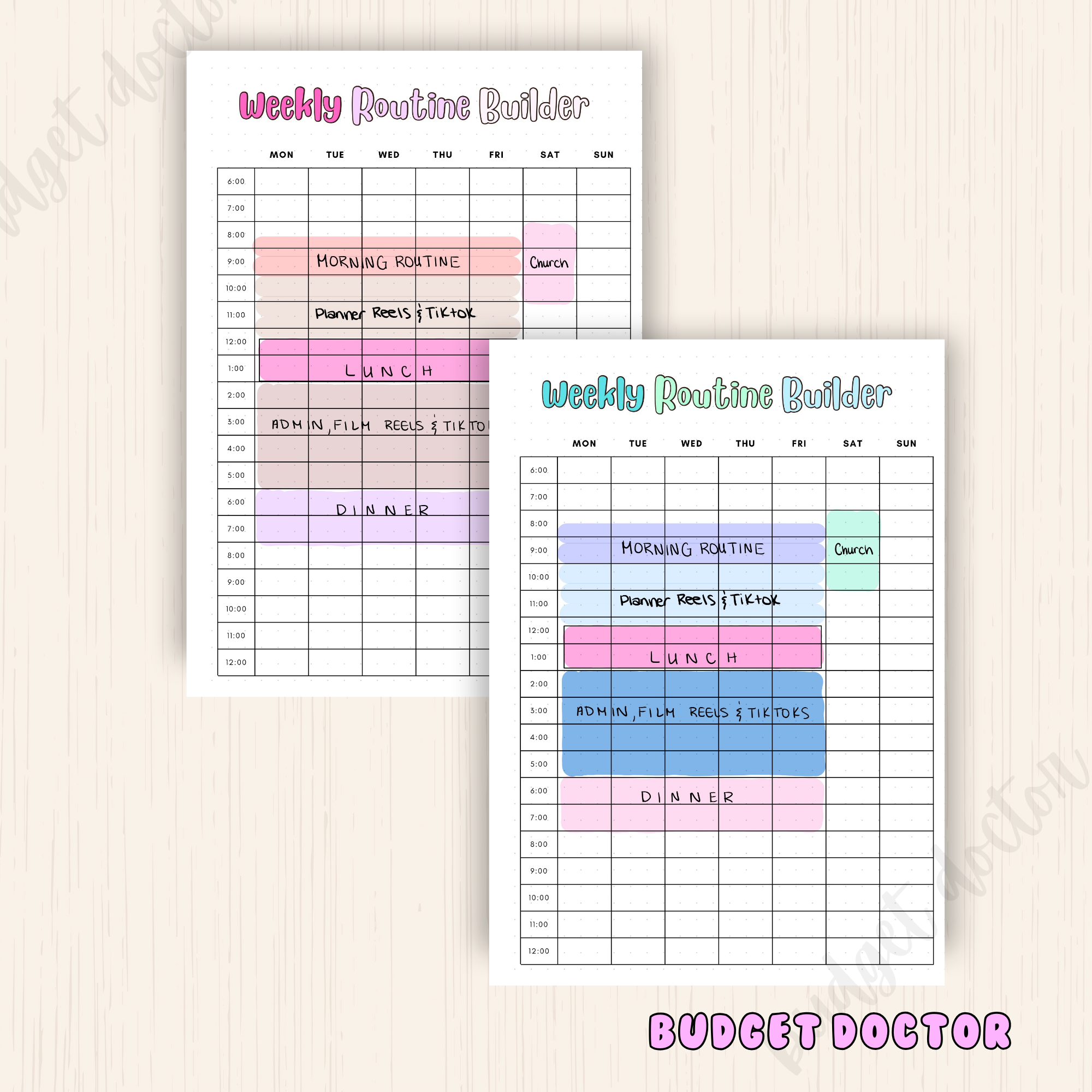 My Routine Builder Weekly Routine Builder | Planner Insert – Budget Doctor