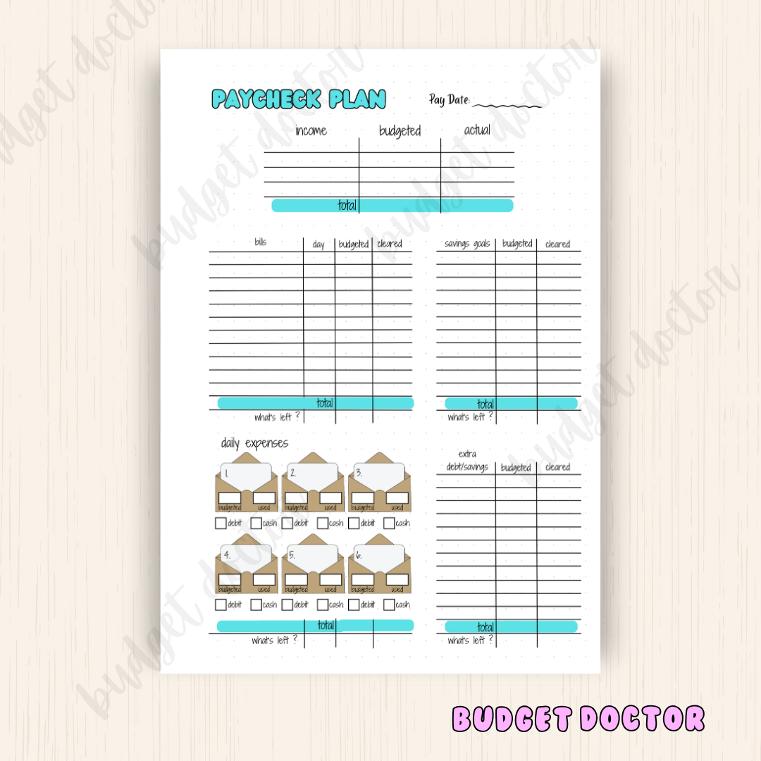 Paycheck Plan | Journal Insert