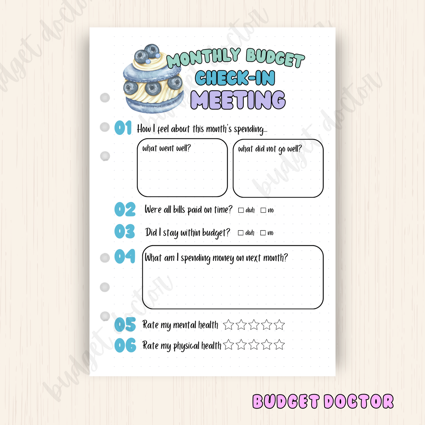 Budget Check-In Meeting | Monthly Planner Insert