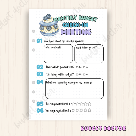 Budget Check-In Meeting | Monthly Planner Insert