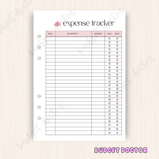 Expense Tracker | Monthly Journal Insert