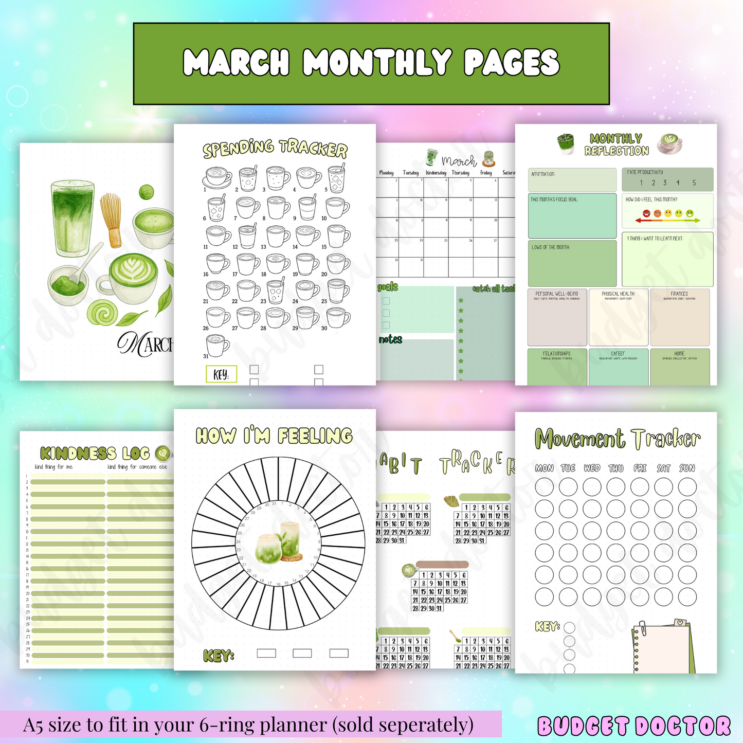 March Matcha Monthly Pages | Physical | 2026