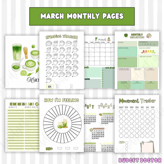 March Matcha Monthly Pages | Digital | 2026