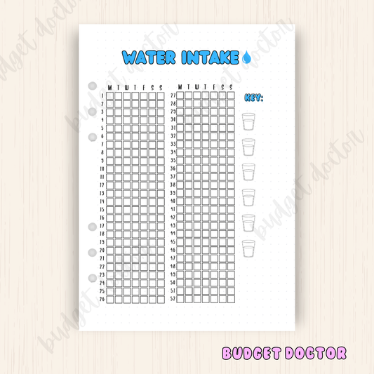 Water Intake | Yearly Journal Insert