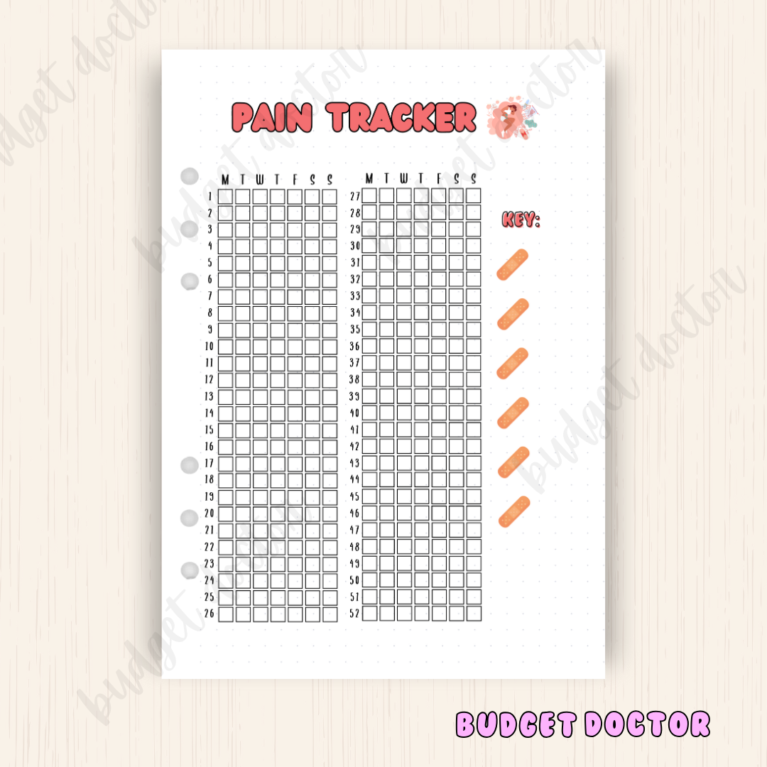 Pain Tracker | Yearly Journal Insert