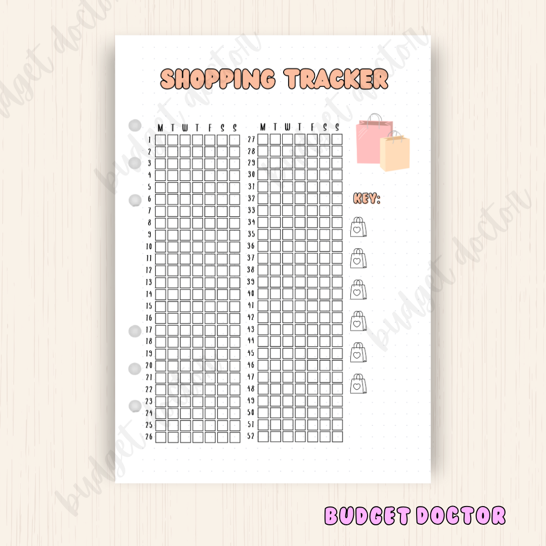 Shopping Tracker | Yearly Journal Insert