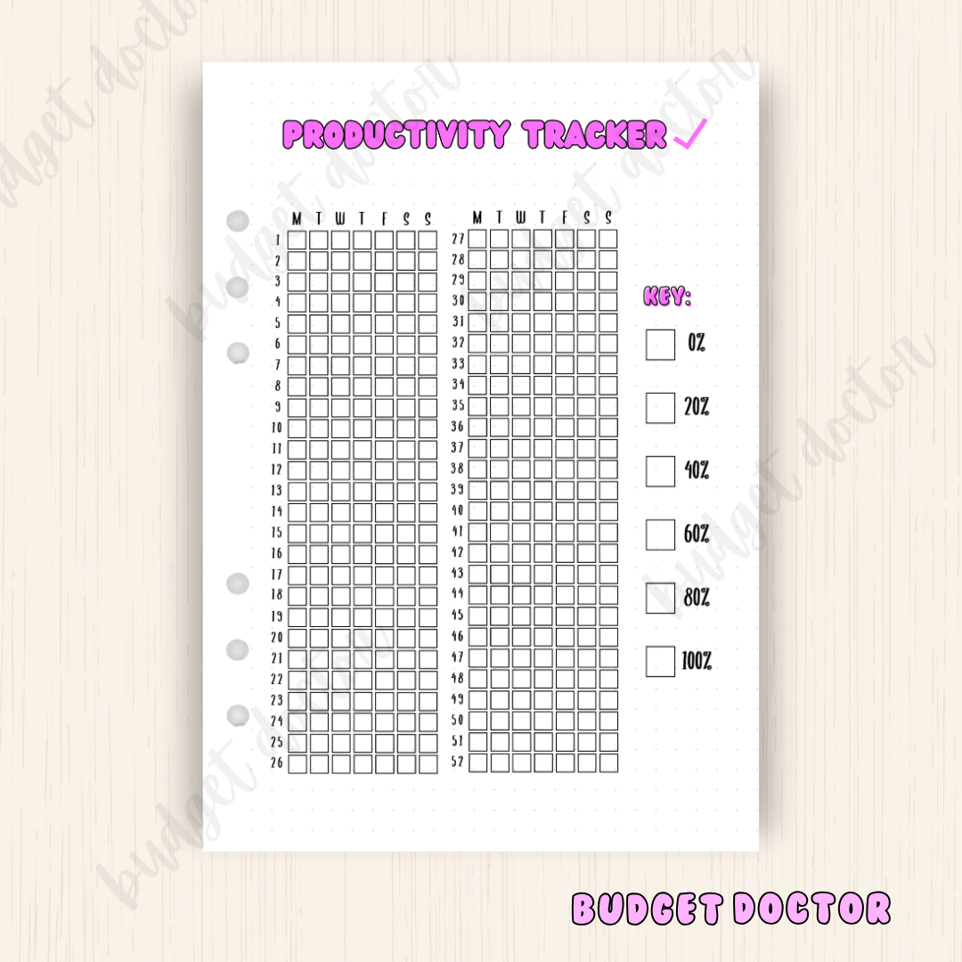 Productivity Tracker | Yearly Journal Insert