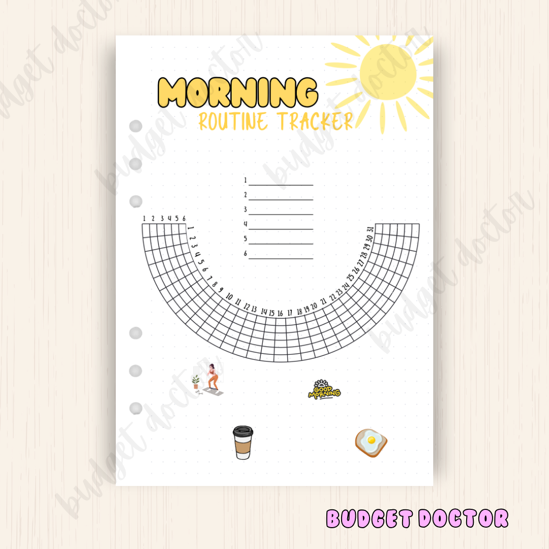 Morning Routine Tracker | Monthy Journal Insert