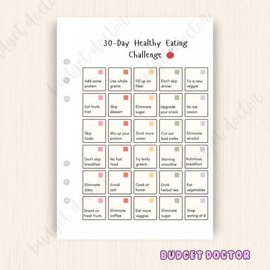 Healthy Eating Challenge | Journal Insert