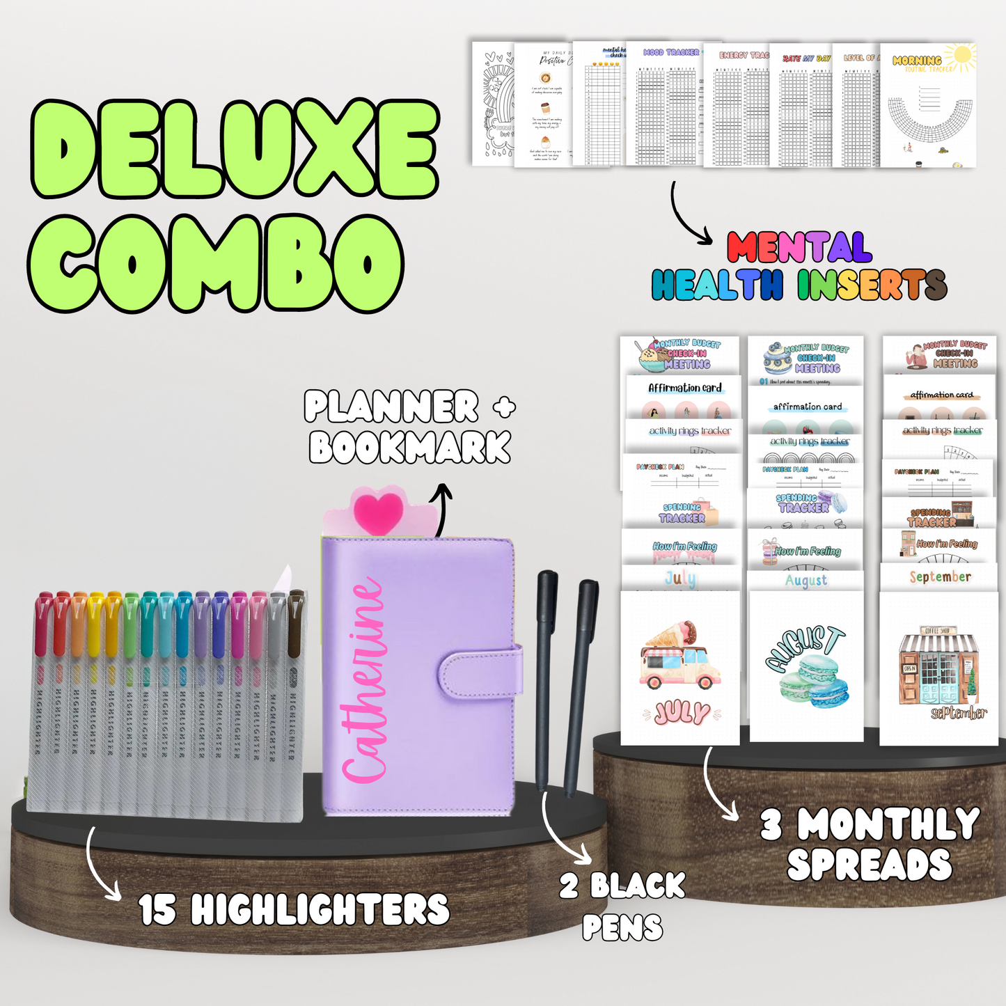 Deluxe Combo | Planner + 3 Monthly Theme Spreads + Your Choice Bundle + Stationary