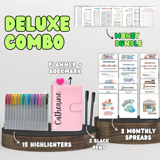 Deluxe Combo | Planner + 3 Monthly Theme Spreads + Your Choice Bundle + Stationary