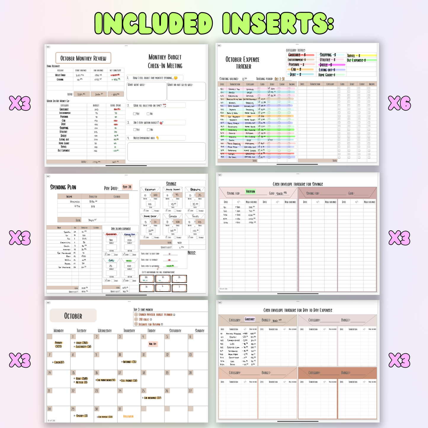 Budget Planner + Yearly Inserts with Cash Envelopes | 3 Months | Budget Combo