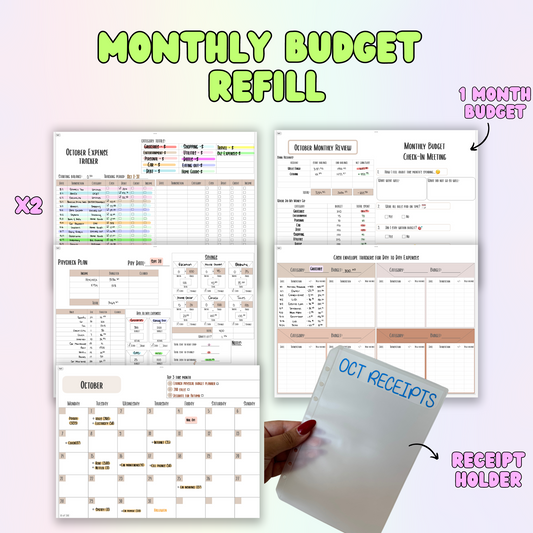 Budget Refill Planner Pages| 1 Month |