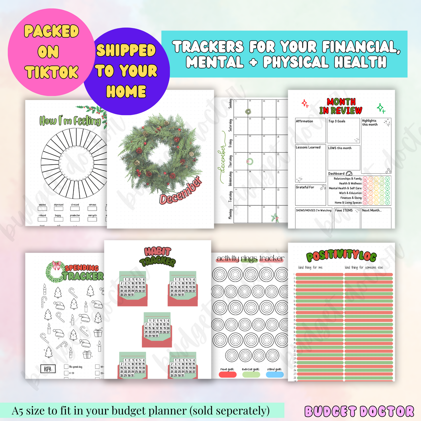 December Wreath Themed Monthly Spread | Physical | 2024