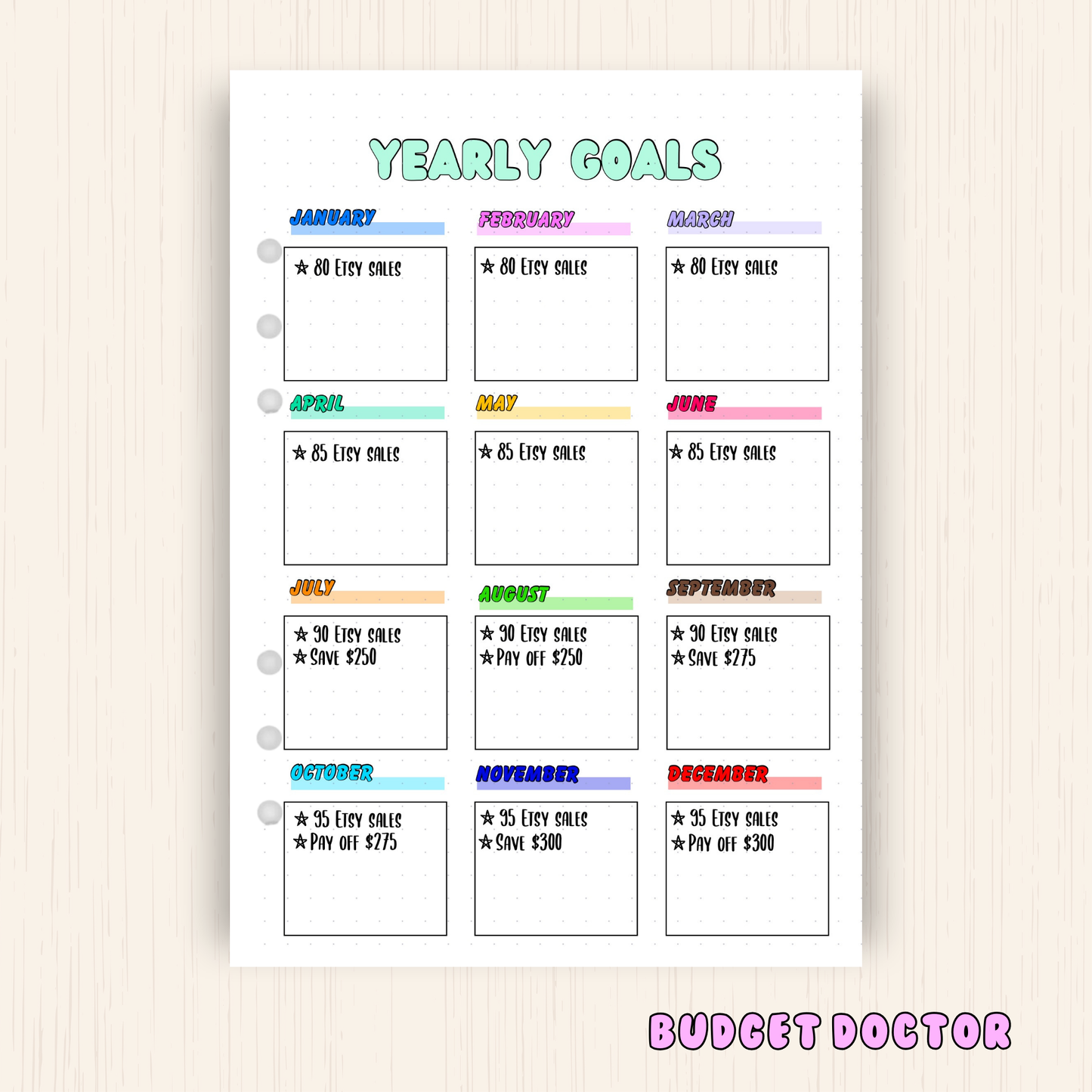 Yearly Goals | Yearly Journal Insert