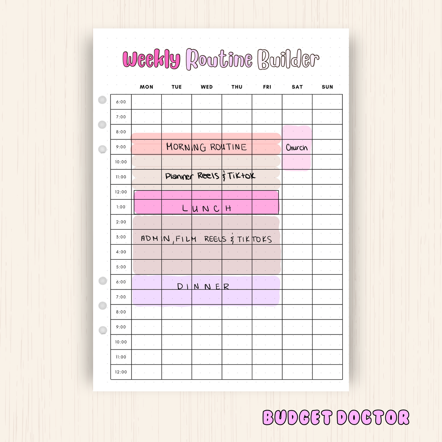 Weekly Routine Builder | Planner Insert