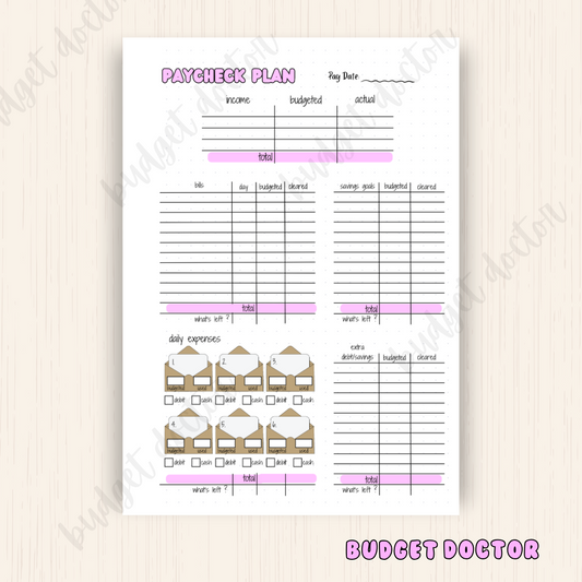 Paycheck Plan | Journal Insert