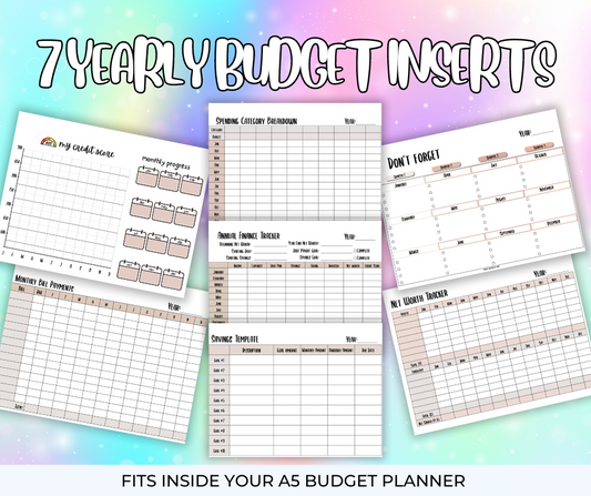 Yearly Budget Inserts | 7 Pages