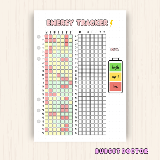 Energy Tracker | Yearly Journal Insert