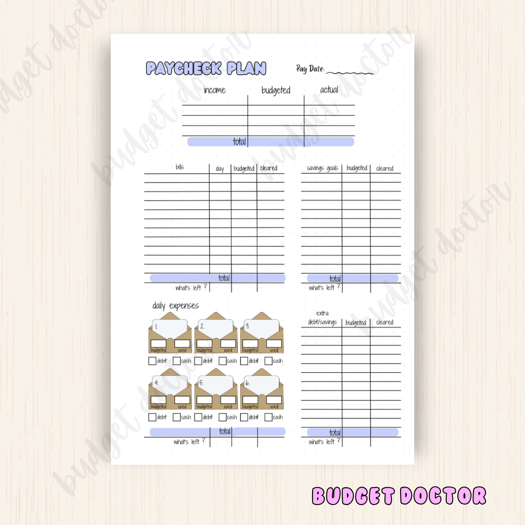 Paycheck Plan | Journal Insert