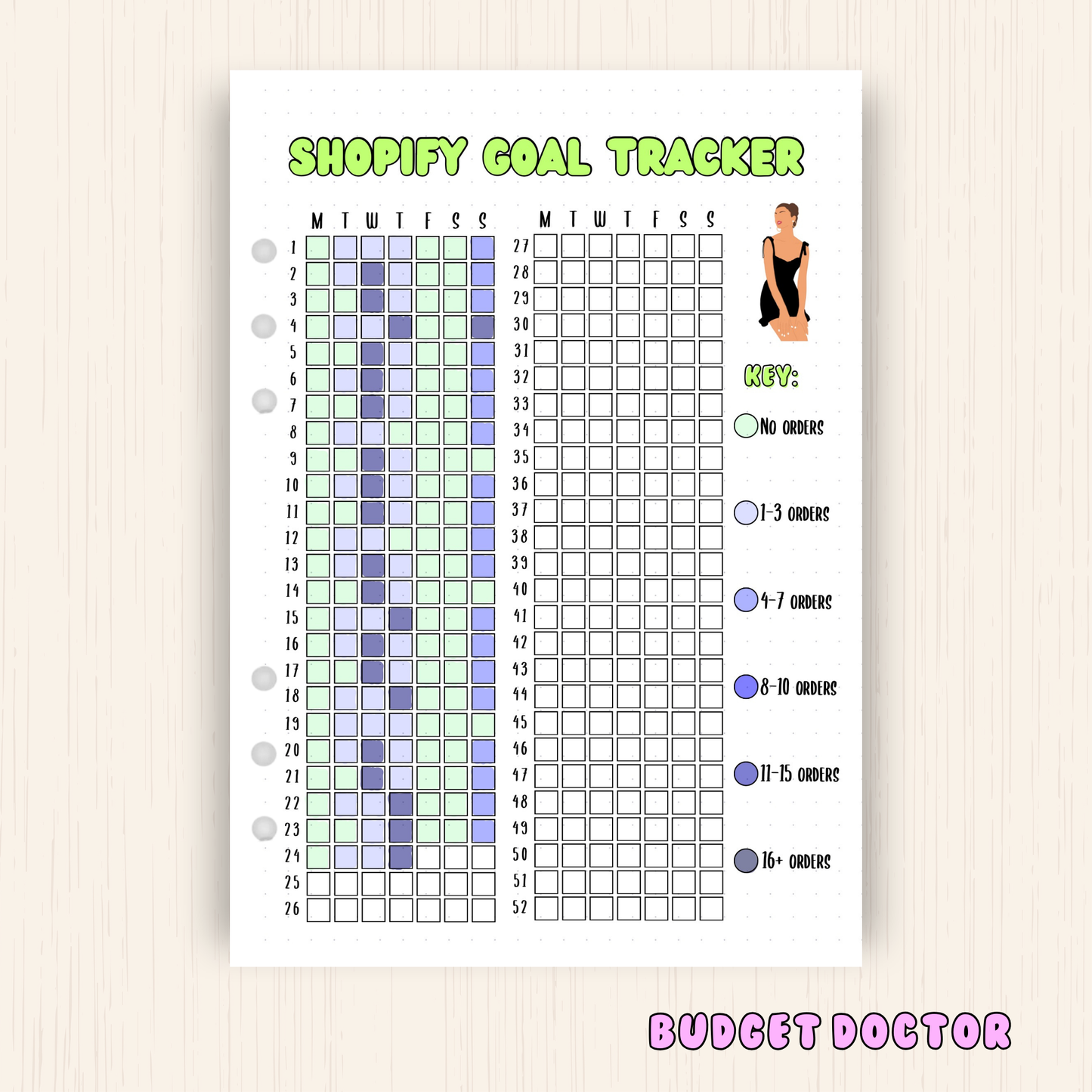 Shopify Goal Tracker | Yearly Planner Insert