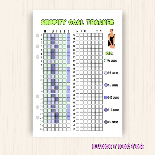 Shopify Goal Tracker | Yearly Planner Insert