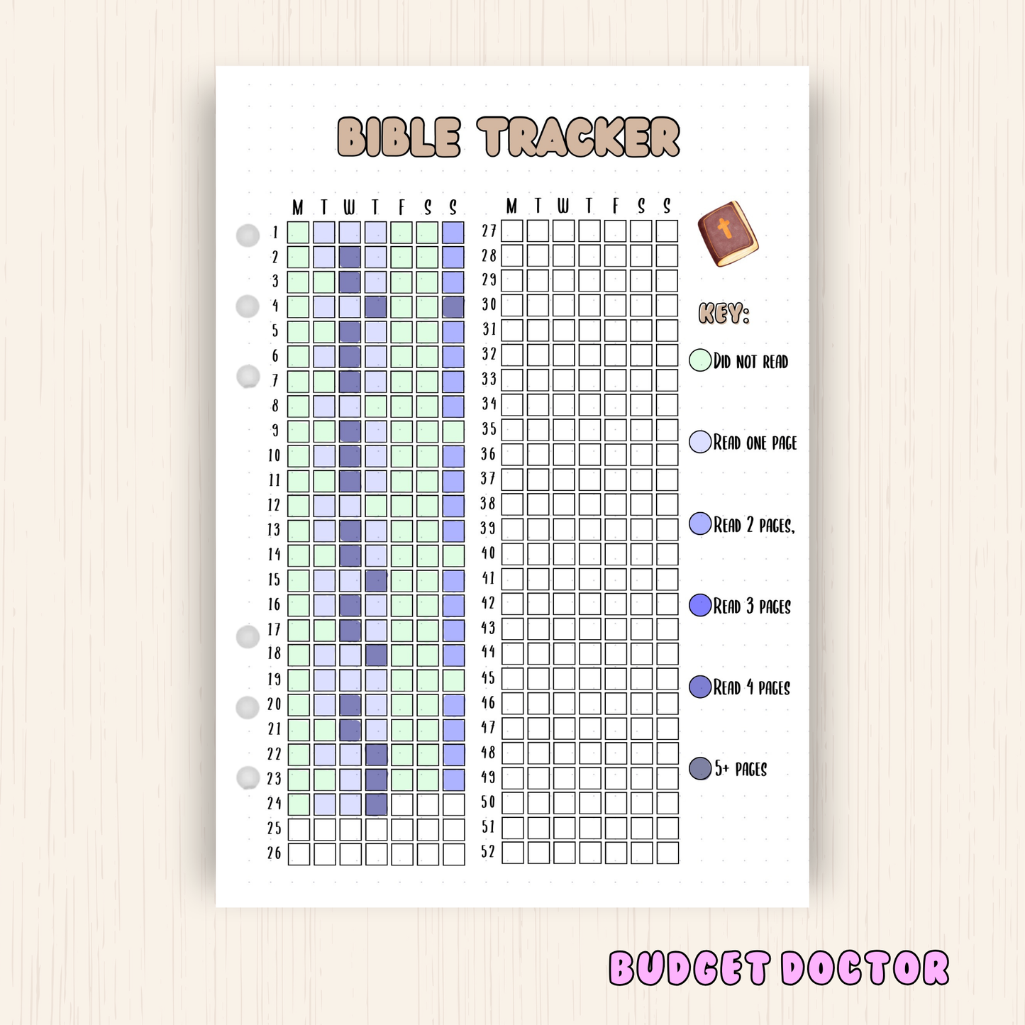 Bible Tracker | Yearly Planner Insert