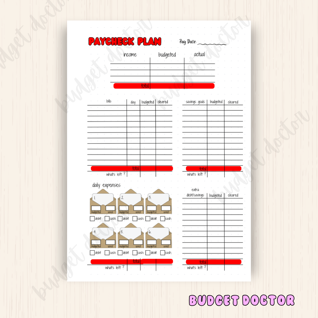 Paycheck Plan | Journal Insert