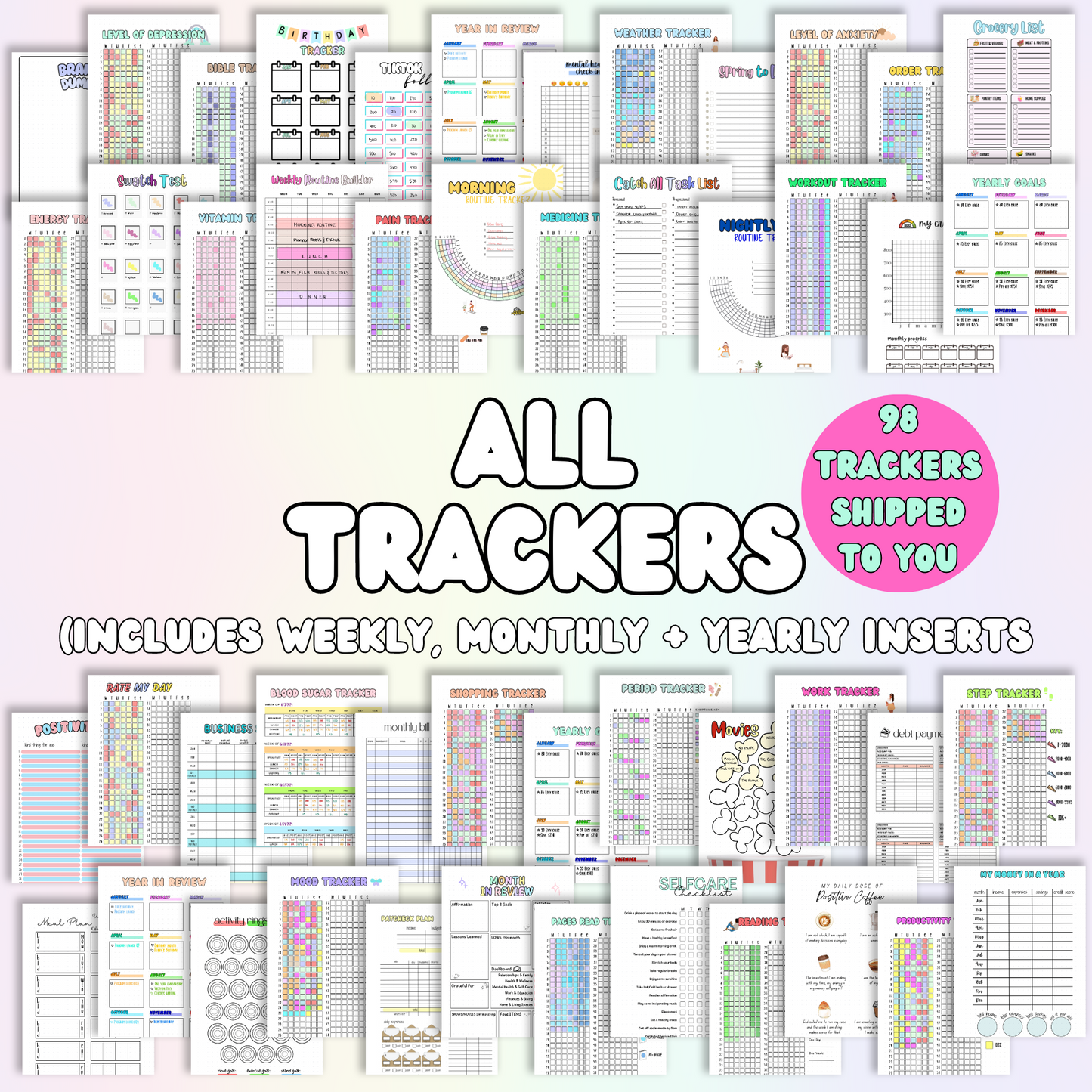 ALL Trackers| 98 Planner Inserts