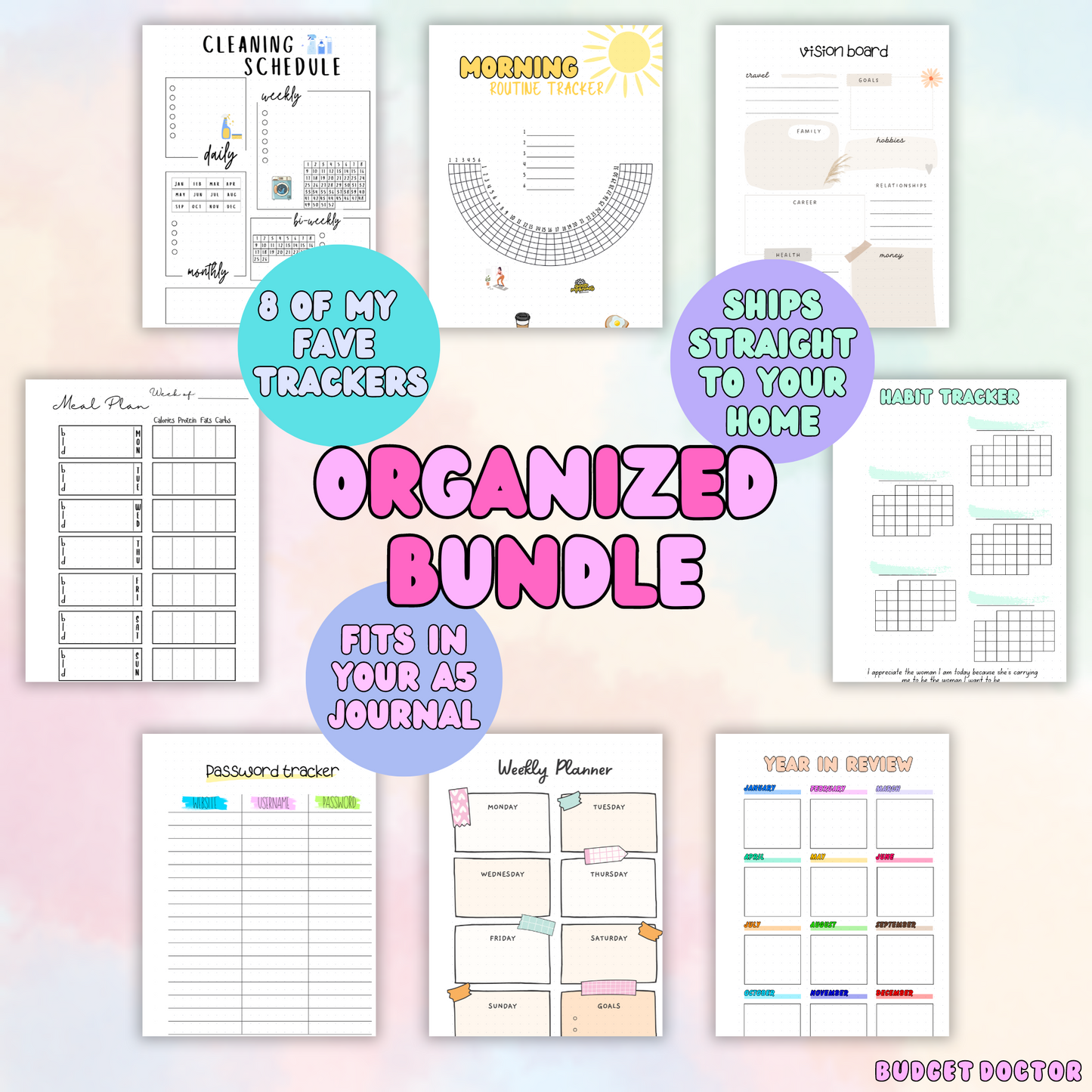 Supersize Combo| Planner+ 6 Monthly Theme Spreads + Your Choice Bundle + Stationary