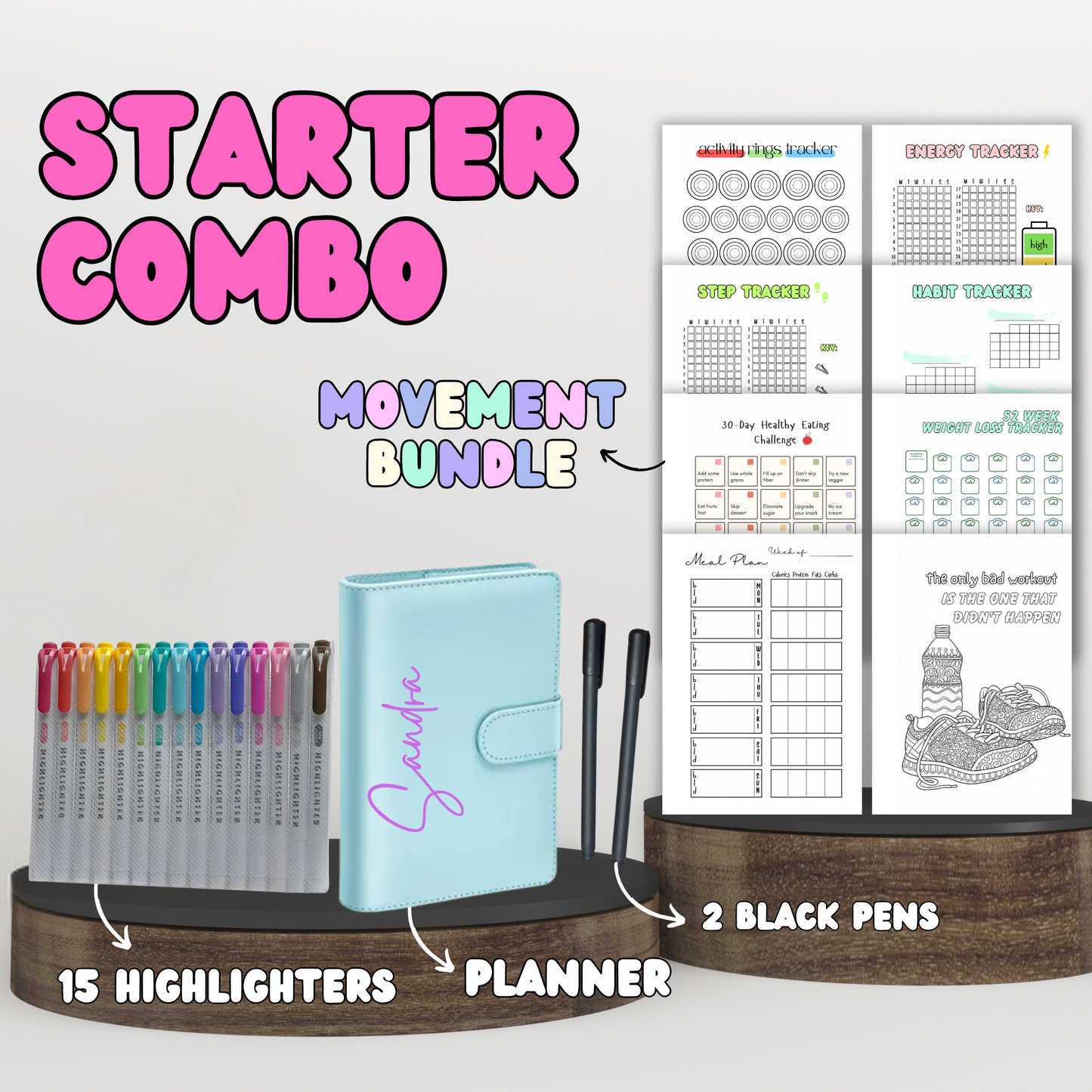 Starter Combo | Planner + Your Choice Bundle + Stationary