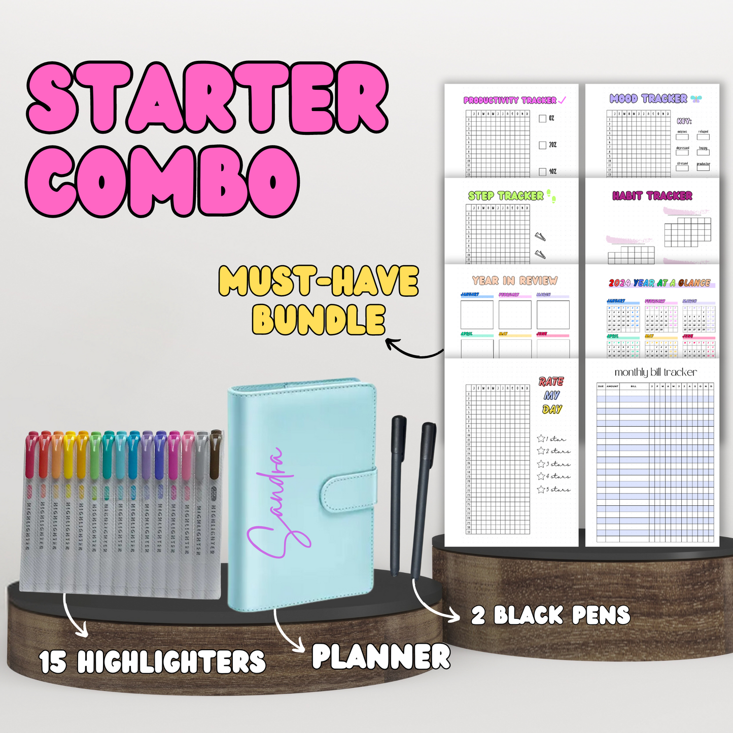 Starter Combo | Planner + Your Choice Bundle + Stationary