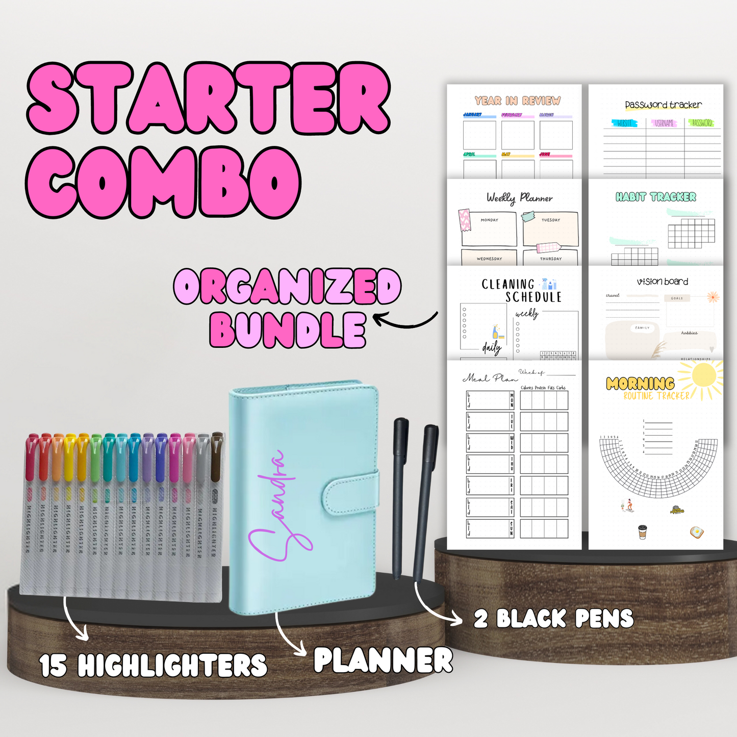 Starter Combo | Planner + Your Choice Bundle + Stationary