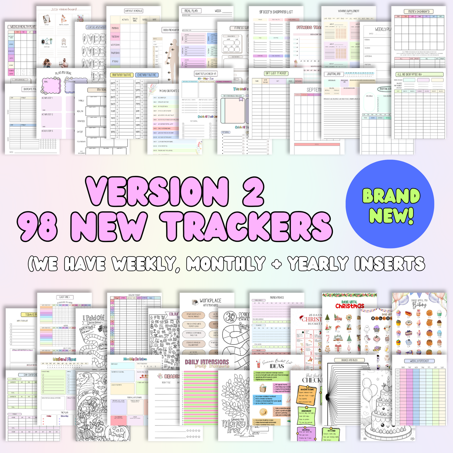 ALL Trackers| 98 Planner Inserts (Version 1 & 2)