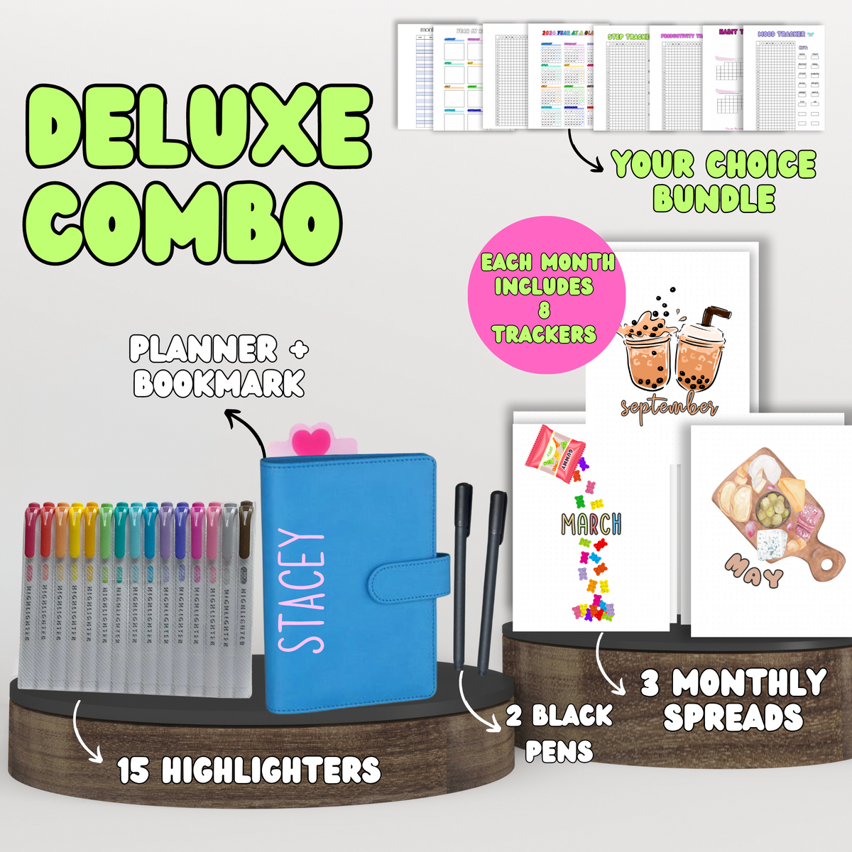 Deluxe Combo | Planner + 3 Monthly Theme Spreads + Your Choice Bundle ...