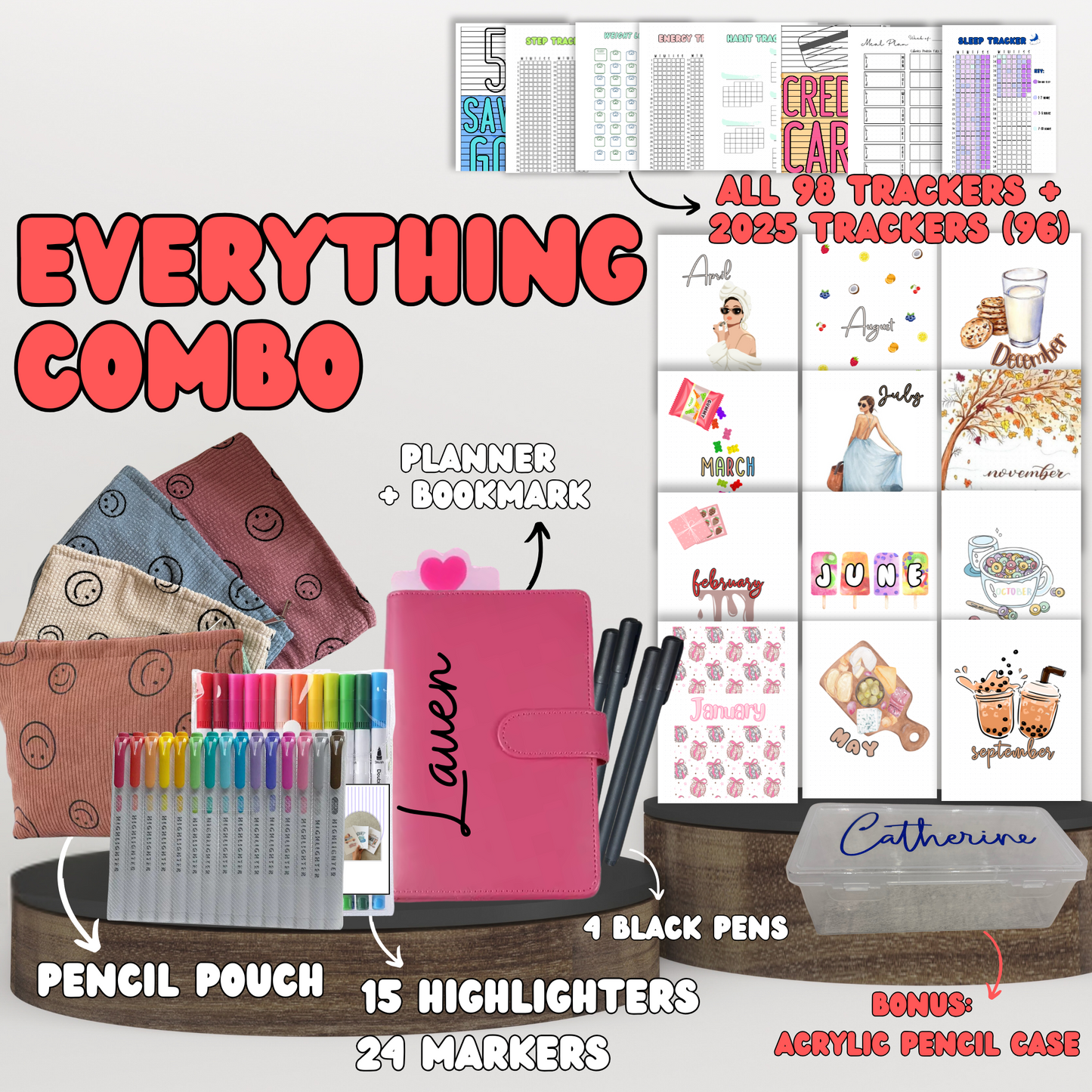 Everything Combo| Planner+ 2025 Monthly Theme Spreads + Your Choice Bundle + Stationary (Copy)